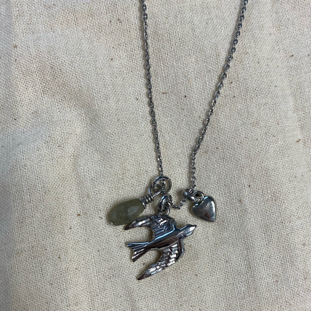 Fossil silver charm necklace